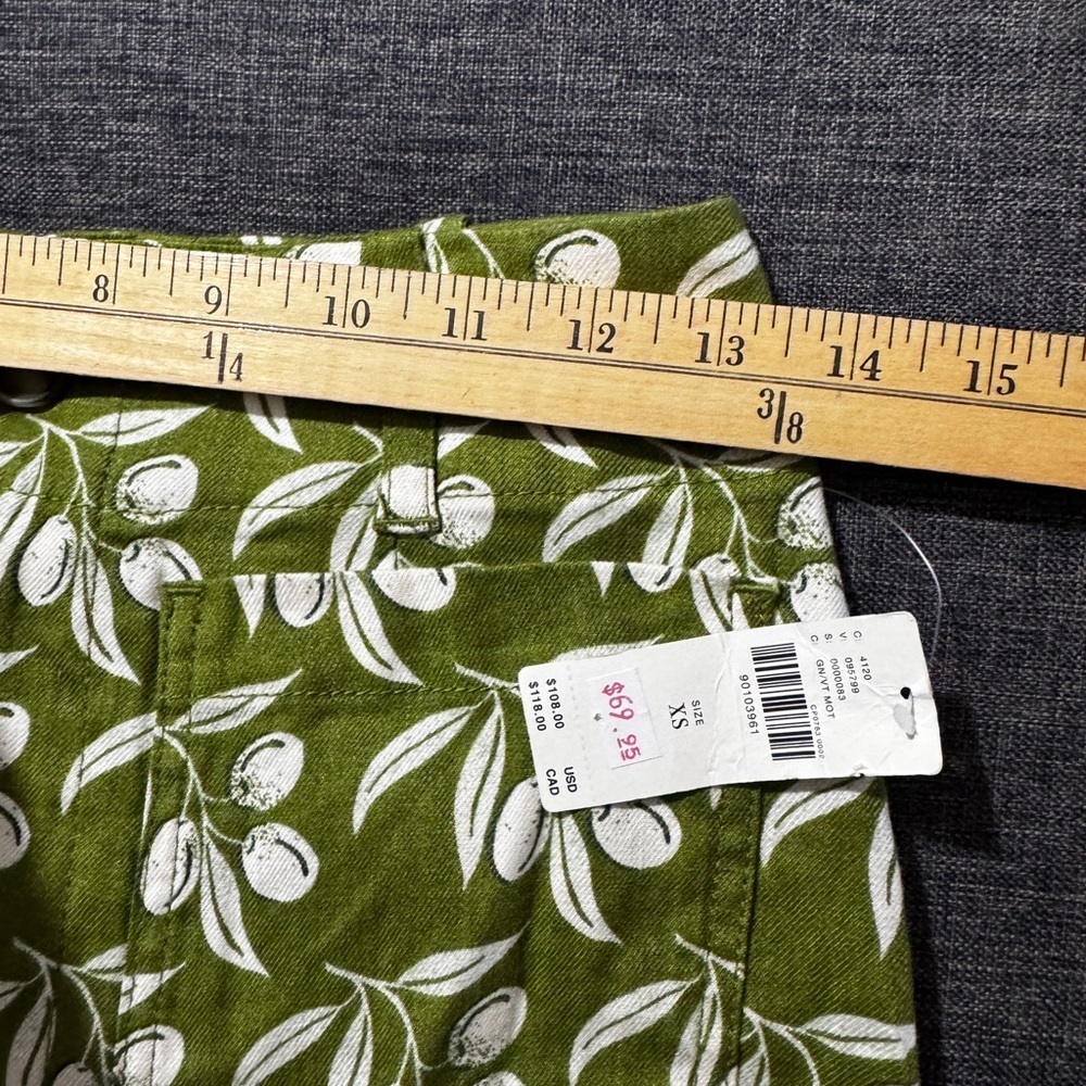 New Anthropologie The Colette Linen Mini Skirt Printed High Rise Green White XS - Picture 8 of 12